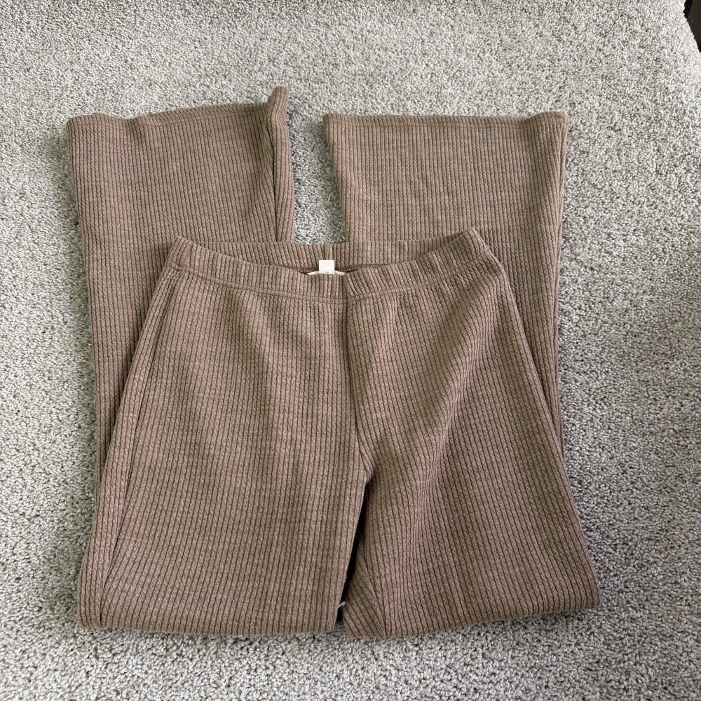 American Eagle Outfitters Sweatpants Womens L Brown Ribbed Wide Leg Stretch